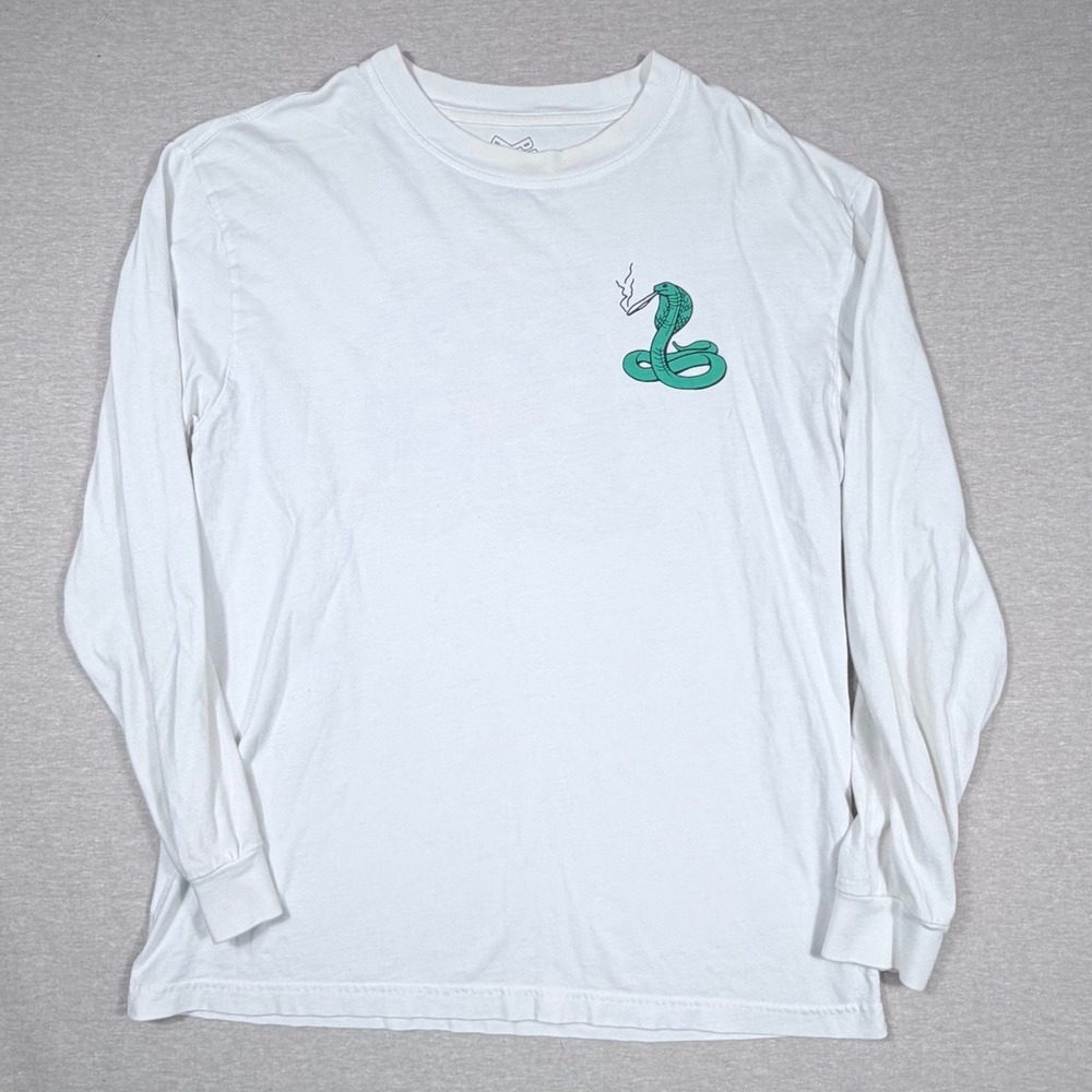 Palace Bunning Smoking Cobra Graphic Long Sleeve Shirt White Streetwear Skating